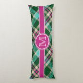 Blauwgroen en roze speldenlijst op maat lichaamskussen (Achterkant (Verticaal))