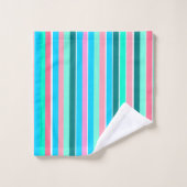 Blauwgroen en roze strepen bad handdoek (Wasdoekje)