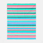 Blauwgroen en roze strepen fleece deken (Voorkant)