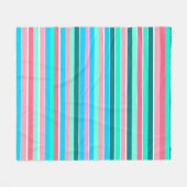 Blauwgroen en roze strepen fleece deken (Voorkant (Horizontaal))