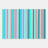 Blauwgroen en roze strepen inpakpapier vel (Voorkant 3)