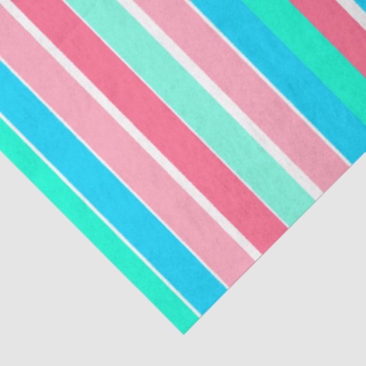 Blauwgroen en roze strepen tissuepapier (Detail)