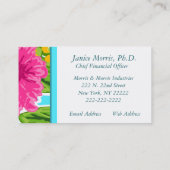 Blauwgroen en Roze Tropisch Bloemen Initiaal Calli Visitekaartje (Achterkant)