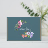 Blauwgroen en Roze Waterverf Bloemen Kaart (Staand voorkant)