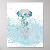 Blauwgroen en roze Zee kwallen Poster (Voorkant)