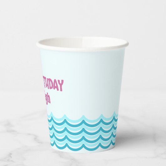 Blauwgroen en Roze Zwemfeestbeker Papieren Bekers (Links)