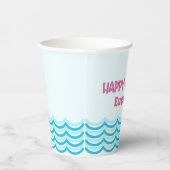 Blauwgroen en Roze Zwemfeestbeker Papieren Bekers (Rechts)