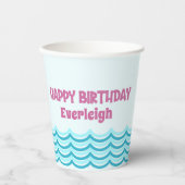 Blauwgroen en Roze Zwemfeestbeker Papieren Bekers (Voorkant)