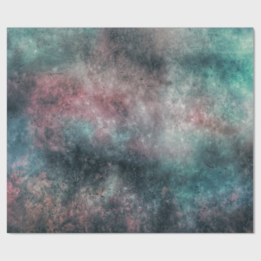 blauwgroen en rozen wolken inpakpapier (Vlak)