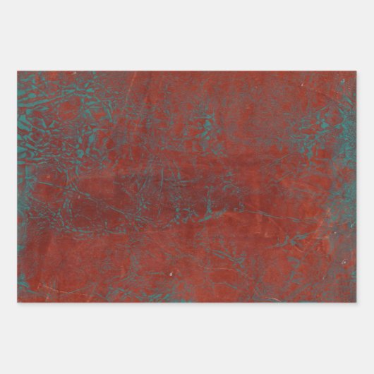 Blauwgroen en Rust Boho-Design Inpakpapier Vel (Voorkant 3)