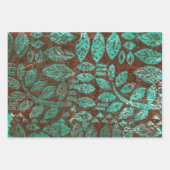 Blauwgroen en Rust Boho-Design Inpakpapier Vel (Voorkant)