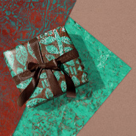 Blauwgroen en Rust Boho-Design Inpakpapier Vel