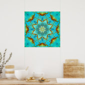 Blauwgroen en Rust Mandala Poster (Keuken)