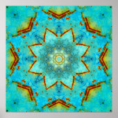 Blauwgroen en Rust Mandala Poster (Voorkant)