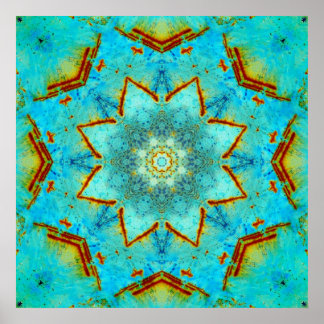 Blauwgroen en Rust Mandala Poster