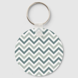 Blauwgroen en sage chevron sleutelhanger