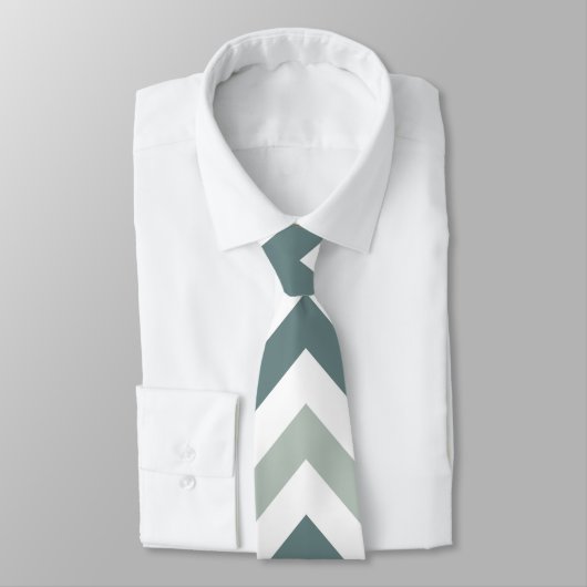 Blauwgroen en sage chevron stropdas (Gebonden)