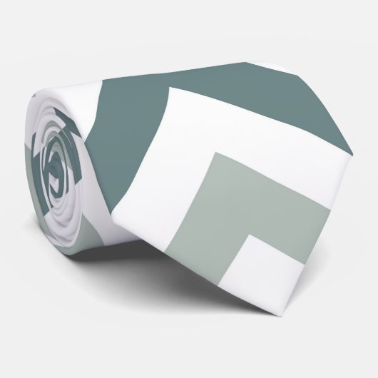 Blauwgroen en sage chevron stropdas (Opgerold)