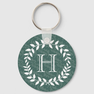 Blauwgroen en Sage Greenery Botanical Wreatmonogra Sleutelhanger