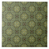 Blauwgroen en Sage Knit Medallion Pattern Tegeltje (Voorkant)