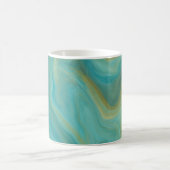 Blauwgroen en Sandy Brown Swirls Marble Art Koffiemok (Center)