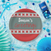 Blauwgroen en Schuur Rood Papieren Bordje (Feest)