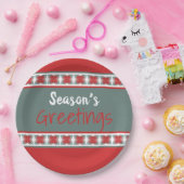 Blauwgroen en Schuur Rood Papieren Bordje (Feest)