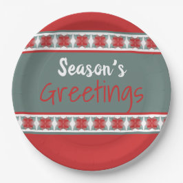 Blauwgroen en Schuur Rood Papieren Bordje