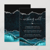 Blauwgroen en Silver Agaat Bruiloft Wishing Well Informatiekaartje (Voorkant / Achterkant)