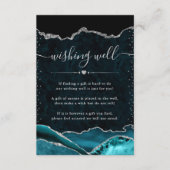 Blauwgroen en Silver Agaat Bruiloft Wishing Well Informatiekaartje (Voorkant)