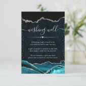 Blauwgroen en Silver Agaat Bruiloft Wishing Well Informatiekaartje (Staand voorkant)