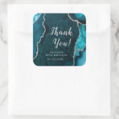 Blauwgroen en Silver Agaat Verjaardag Bedankt Vierkante Sticker (Tas)