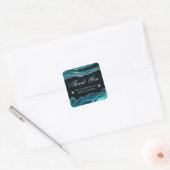 Blauwgroen en Silver Glitter Marble Small Business Vierkante Sticker (Envelop)
