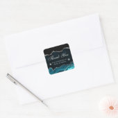 Blauwgroen en Silver Glitter Marble Small Business Vierkante Sticker (Envelop)