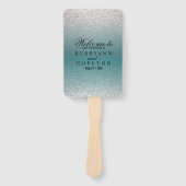 Blauwgroen en Silver Glitter - Programma Handwaaier (Voorkant)