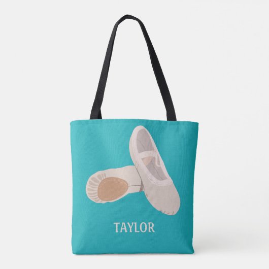 Blauwgroen en Tan Ballet-schoten op maat Tote Bag (Achterkant)