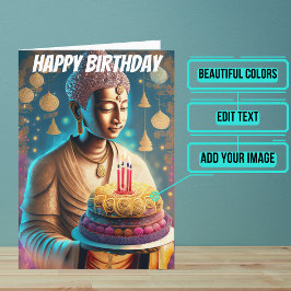 Blauwgroen en Tan Boeddha Verjaardag Kaart