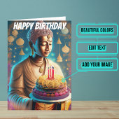 Blauwgroen en Tan Boeddha Verjaardag Kaart