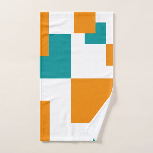 Blauwgroen en Tangarine minimal vierkanten Bad Handdoek (Handdoek)
