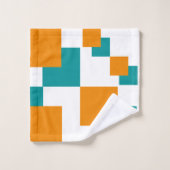 Blauwgroen en Tangarine minimal vierkanten Bad Handdoek (Wasdoekje)