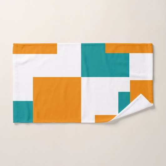 Blauwgroen en Tangarine minimal vierkanten Bad Handdoek (Handdoek)
