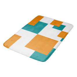 Blauwgroen en Tangarine minimal vierkanten Badmat