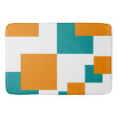 Blauwgroen en Tangarine minimal vierkanten Badmat (Voorkant)