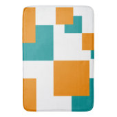 Blauwgroen en Tangarine minimal vierkanten Badmat (Voorkant Verticaal)