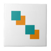 Blauwgroen en Tangarine minimal vierkanten Tegeltje (Voorkant)