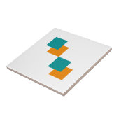 Blauwgroen en Tangarine minimal vierkanten Tegeltje (Zijkant)