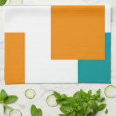 Blauwgroen en Tangarine minimal vierkanten Theedoek (Gevouwen)