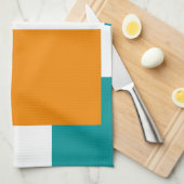 Blauwgroen en Tangarine minimal vierkanten Theedoek (Quarter Fold)