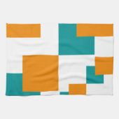 Blauwgroen en Tangarine minimal vierkanten Theedoek (Horizontaal)