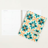 Blauwgroen en Tangerine Mid-Century Floral Planner (Display)